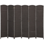HOMCOM Paravent interieur en bois 6 panneaux 240 x 170 cm séparateur de pièce pliable pour salon, chambre à coucher, naturel