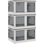 HOMCOM Boîtes de rangement pliables et empilables 69L en plastique avec couvercle et 4 roulettes, accès à 5 côtés, blanc