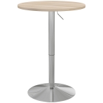HOMCOM Table de bar ronde table haute cuisine réglable en hauteur 69-91 cm plateau pivotante à 360° naturel et gris