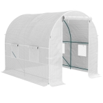 Outsunny Garden Tunnel Greenhouse with Steel Frame and 4 PE Windows 2.5x2x2m, White