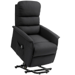 HOMCOM Sillón Relax Reclinable Eléctrico Levanta Personas con Mando a Distancia y Bolsillo Lateral Tapizado en Lino Negro