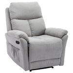 Adjustable Pull‑tab Recliner with Side Storage Pocket, Metal Frame, Padded Cushions, High‑back Armchair for the Elderly, 82L x 86W x 99H cm, Gray