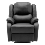 Adjustable Pull‑tab Recliner with Side Storage Pocket, Padded Cushions, High‑back Armchair for the Elderly, 82L x 86W x 99H cm, Black