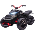 AIYAPLAY Quad électrique enfants voiture électrique enfants 12V 3 roues 2 moteurs lecteur MP3, klaxon, 2 vitesses 3-5 km/h noir