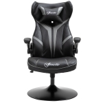 Vinsetto Fauteuil gamer chaise de jeu gaming pivotante 360° ergonomique hauteur réglable accoudoirs revelables coussin têtière inclus revêtement similicuir 67 x 70 x 106-112 cm gris clair et noir