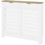 HOMCOM Couvercle de radiateur, cache radiateur avec placard rabattable et étagère supérieur, 108 x 19 x 95,5 cm, blanc