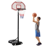 HOMCOM Panier de Basket-Ball sur pied avec poteau panneau, base de lestage sur roulettes hauteur réglable 1,9 - 2,5 m noir blanc
