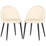 HOMCOM Lot de 2 chaises Velours Crème Pieds métal Noir dim. 52L x 54l x 79H cm