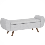 HOMCOM 53.8L Storage Bench with Linen Padded Seat and Armrests, for Living Room, Bedroom, Entryway, 132 x 42 x 50 cm, Gray