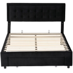 HOMCOM Double Ottoman Bed Frame, with Front Drawer - Black