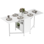 HOMCOM Table pliante de salle à manger avec rallonges abattables 4 compartiments 3 configurations pour cuisine salon 169x60x75 cm Blanc