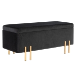 HOMCOM Storage bench, Upholstered bench with storage, Metal, Rubberwood, Foam, 100 x 40 x 42 cm, Black