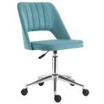 Vinsetto Office chair contemporary design 360° swivel ergonomic ribbed ventilated back height adjustable velvet upholstery 49 x 60 x 91 cm blue