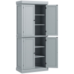 HOMCOM Kitchen cabinet sideboard modern style with cupboard doors, adjustable shelves, 76 x 40.5 x 184 cm, gray