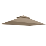 Outsunny Copertura per Gazebo da Giardino per Barbecue 1.52x2.44 m a 2 Livelli in Poliestere 160gsm Cachi