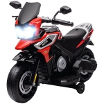 AIYAPLAY Moto électrique pour enfants avec petites roues, rétroviseurs et repose-pieds, en PP et métal, 85,5x44,5x56 cm, Rouge
