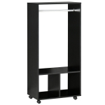 HOMCOM Kleiderschrank Garderobe,60 cm x 40 cm x 128 cm, 1 Kleiderstange, 2 Regale, Schwarz