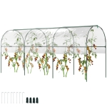 Outsunny Serre de jardin serre à tomates 4 arceaux en acier bâche en PVC 4 x 1,23 x 1,71 m vert