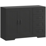 HOMCOM Sideboard, Kommode, moderner Stil, 4 Schubladen, 1 Schrank, 105 x 40 x 76 cm, Schwarz