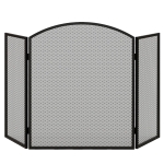 HOMCOM Paravan pliabil pentru șemineu, 3 panouri, ecran pentru șemineu cu structură din oțel 96x62 cm Negru