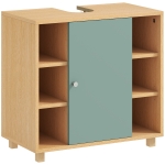 HOMCOM Corp sub lavoar, mobilier de baie cu 6 rafturi deschise și ușă cu închidere amortizată 60 x 33 x 57 cm, verde