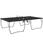 SPORTNOW Tischtennisplatte, klappbar, 8 Räder, pulverbeschichteter Stahlrahmen, MDF, 274 x 152,5 x 76 cm, Schwarz