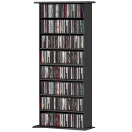HOMCOM Rangements pour CD et DVD avec 8 compartiments et 6 étagères réglables, capacité max. 360 CD/185 DVD et Blu-ray, noir
