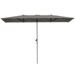 Outsunny Parasol de jardin extérieur, parasol double rectangulaire 451 x 264 cm avec manivelle toile polyester 200g/m² gris foncé