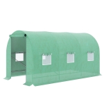 Outsunny Serre tunnel de jardin 8 m², serre de jardin tunnel avec porte et 6 fenêtres, bâche PE 140 g/m² 400 x 200 x 200 cm vert