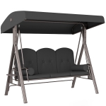 Outsunny Dondolo da Giardino 3 Posti con Tetto Regolabile, Portabicchieri e Cuscini, 208x120x172 cm, Grigio