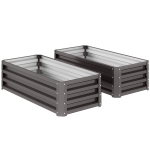 Outsunny Lot de 2 grandes jardinières extérieures en acier galvanisé Potagers urbains pour terrasse jardin 110x50x30 cm gris