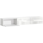 HOMCOM Wandhängendes TV-Möbel bis 208,3 cm mit 3 Klappen und Soft-Close, Weiß Hochglanz