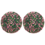 HOMCOM Set of Two Artificial Boxwood Balls Plants - Pink
