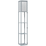 HOMCOM staande lamp met plank, 3 vakken, compacte afmetingen, MDF, Lichtgrijs