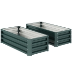 Outsunny Lot de 2 grandes jardinières d'extérieur en acier galvanisé Potagers urbains pour Terrasse Jardin 110x50x30 cm Vert
