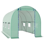 Outsunny Serre tunnel de jardin 8 m², serre de jardin tunnel avec porte et 6 fenêtres, bâche PE 140 g/m² 400 x 200 x 200 cm vert