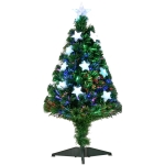 HomCom 90cm Albero di Natale Artificiale con 12 luci LED a 3 colori, con 90 Rami in PVC e Fibra Ottica, Incluso trasformatore | Aosom Italy