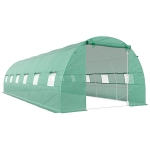 Outsunny Gewächshaus 800x300x200cm Foliengewächshaus Tomatenhaus mit Tür, 12 Fenster, Folientunnel aus verzinktem Stahl, PE, stabiles Treibhaus Pflanztunnel, inkl. Erdanker & Seilen, Grün