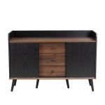 Credenza con 3 cassetti, ante scorrevoli a righe, 117,5x39,5x80 cm, Nero
