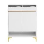 Sapateira com Iluminação LED, Móvel para Corredor com Gavetas e Prateleiras, 80x35x105 cm, Branco