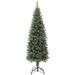 HOMCOM Brad de Crăciun Înzăpezit Înalt cu 395 Crengi, Brad Artificial de Crăciun cu Conuri și Bază, Ø54 x 150 cm, Verde