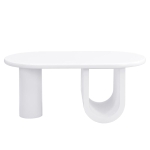 Tavolino da salotto ovale con gambe a U, in MDF e ampio spazio portaoggetti, 98,5x53,5x42 cm, Bianco