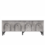 Mobile TV 4 ante, design elegante con frontale ad arco 3D, 160x38x55,5 cm, Grigio
