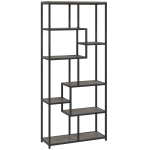 HOMCOM Seven-Tier Geometric Bookcase - Grey/Black