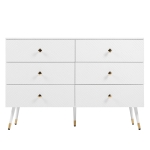 Cassettiera a 6 cassetti, con motivo geometrico e maniglie a forma di diamante, per camera da letto e soggiorno, 120x40x80 cm, Bianco