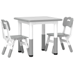 AIYAPLAY Height Adjustable Toddler Table and Chair Set, 3 Pcs Children Activity Table w/ 2 Chairs, for Playroom, Bedroom - Grey