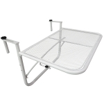 Outsunny Balkonhängetisch 3-fach höhenverstellbarer Hängetisch aus Metall wetterfest Balkontisch Beistelltisch für Balkongeländer Terrassengeländer Tisch zum Einhängen 60 x 56 cm, Weiß