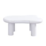 Tavolino da salotto a forma di nuvola, in MDF con illuminazione LED e cassetto, 98x65,5x40 cm, Bianco