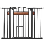 PawHut Poartă de Siguranță pentru Câini cu Închidere Automată 74-105x76.2 cm Neagră