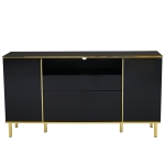Credenza con illuminazione a LED, 4 ante, 1 cassetto, 150x40x80 cm, Nero
